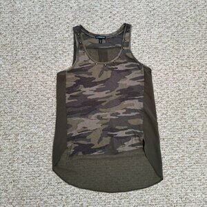 Express Camoflash sleeveless top army sheer Olive Green‎ XS